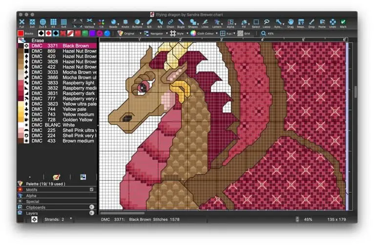 Sample of WinStitch cross stitch software screen shot